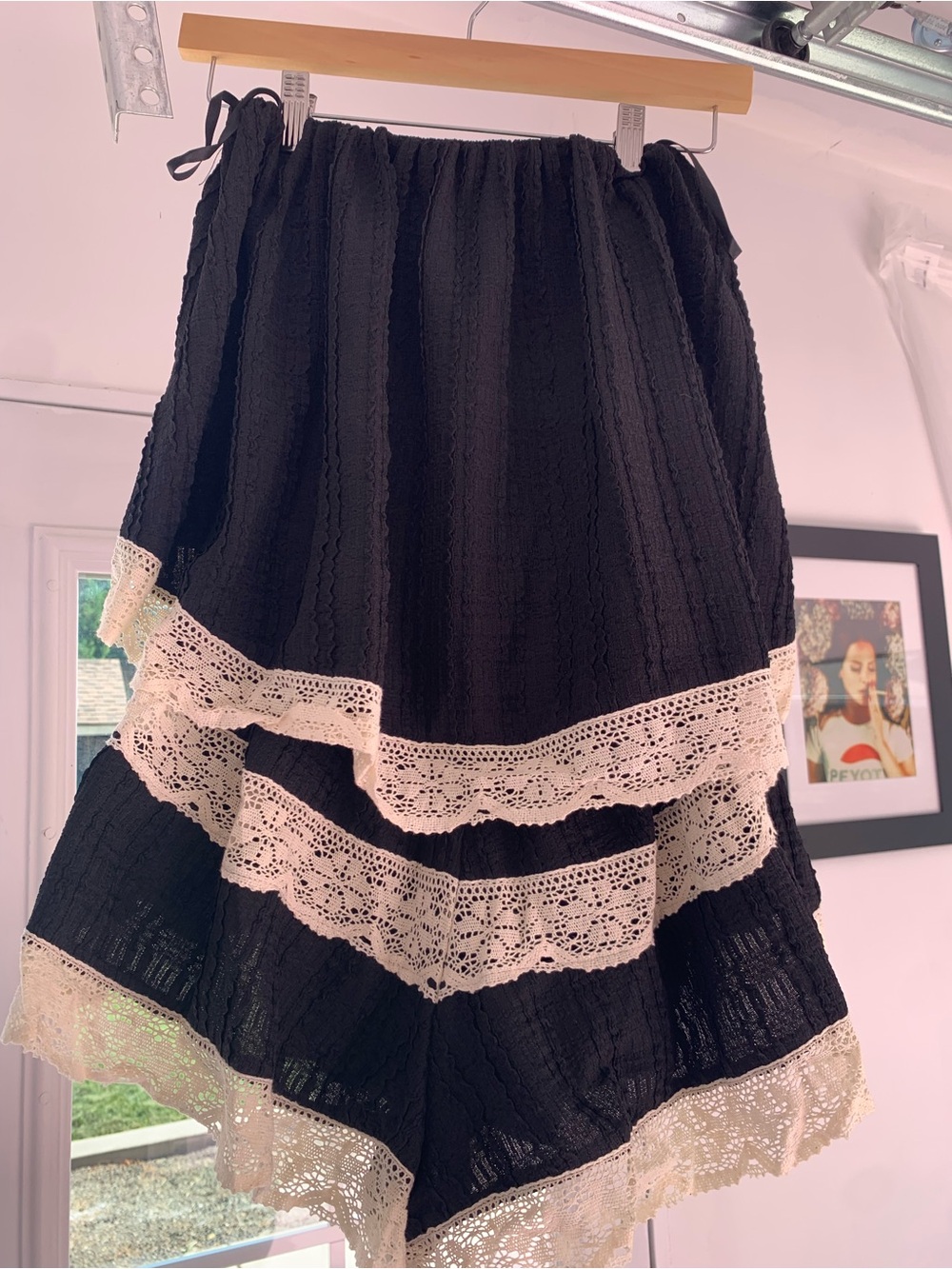 Black Crochet Trim Romper